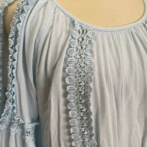 Miss Me light blue cold shoulder lace top
